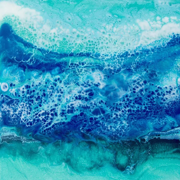 Arte Epóxi Com Cores Azul Turquesa Fundo Efeito Resina — Fotografia de Stock