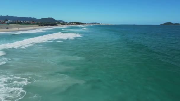 Біч Атлантичний Океан Хвилями Бразилії Вид Повітря Пляж Кампече Флоріанополіс — стокове відео