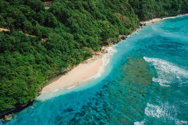 Prachtig Strand Met Turquoise Tropische Oceaan Bali Luchtfoto Van Green — Stockfoto