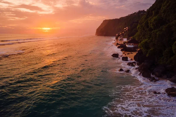 Coastline Beach Warm Sunset Sunrise Tones Bali Popular Destination Beach — Stok fotoğraf