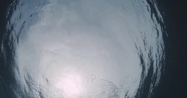 Wave Breaking Ocean Sun Light Underwater View Powerful Wave Foam — Vídeo de Stock