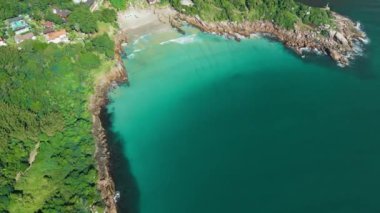 Beach with turquoise ocean in Brazil. Aerial view of tropical beach