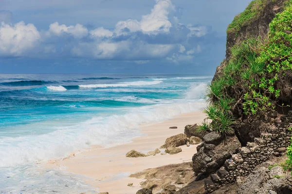 Tropical Beach Blue Ocean Waves Bali Island — Stock fotografie