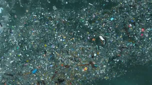 Oceán Plastový Odpad Letecký Výhled Znečištění Plastovým Odpadem — Stock video