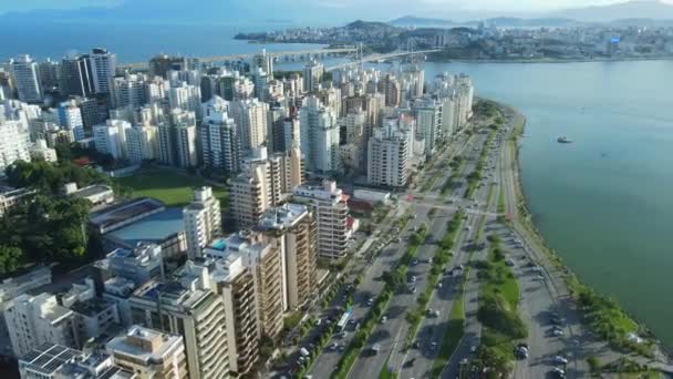 Aerial View Florianopolis Downtown City Landscape Brazil — Stock Video