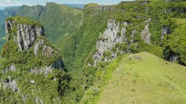 Malowniczy Krajobraz Kanionami Santa Catarina Brazylia Widok Lotu Ptaka — Wideo stockowe