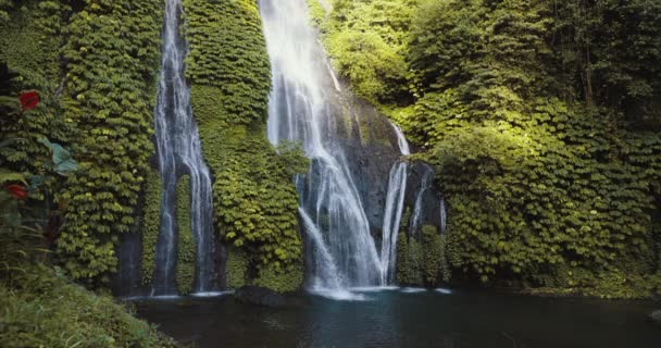 Wasserfall Mit Starker Strömung Bali Indonesien Tropische Natur Und Wasserfall — Stockvideo