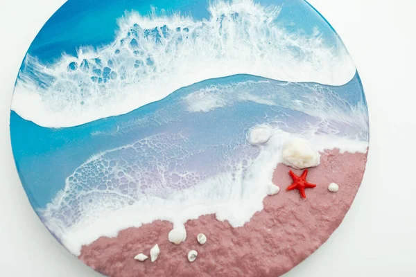 Мистецтво Смоли Морською Тематикою Епоксидний Живопис Морем — стокове фото