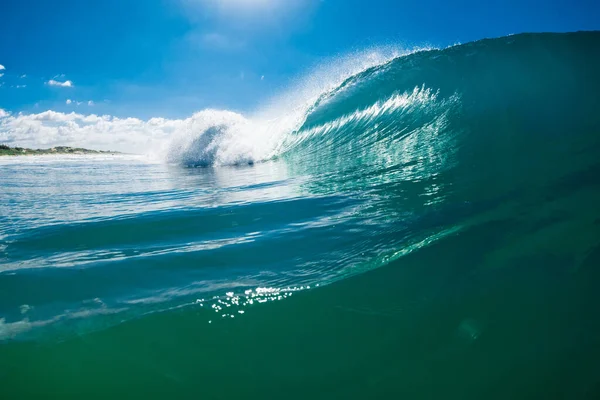 Ondas Barril Turquesa Oceano Azul Onda Quebrando Ideal Para Surfar — Fotografia de Stock