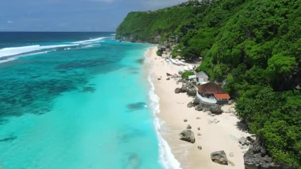 Aerial View Blue Ocean Luxury Beach Bali Paradise Island Tropical — Stock Video