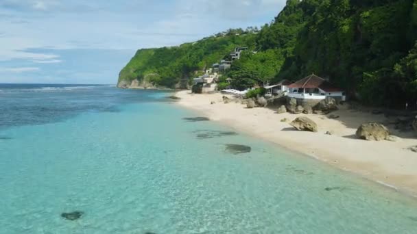 Vista Aerea Dell Oceano Trasparente Della Spiaggia Tropicale Lusso Bali — Video Stock