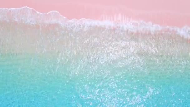 コモド諸島の青い海と熱帯ピンクのビーチ エアリアルビュー — ストック動画