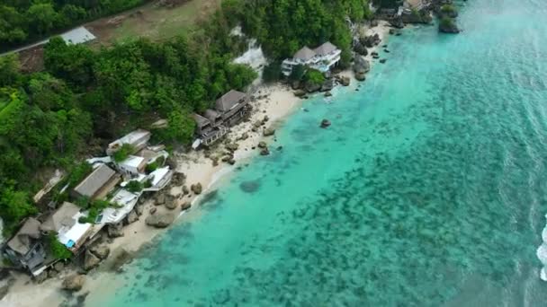 Океан Пляжем Роскошными Курортами Бали Буките Вид Воздуха — стоковое видео