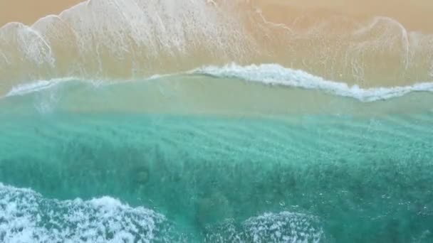 Plage Tropicale Avec Sable Eau Mer Turquoise Avec Vagues Vue — Video
