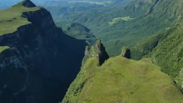 Paysage Montagneux Incroyable Avec Canyons Santa Catarina Brésil Vue Aérienne — Video