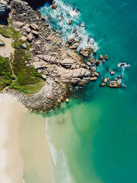 Rocky Coastline Beach Ocean Brazil Aerial View Praia Galheta Floripa — Stock Photo, Image