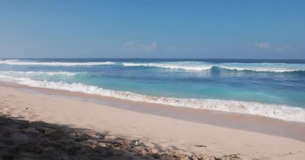 Tropické Pobřeží Písčitou Pláží Modrým Oceánem Vlnami — Stock video
