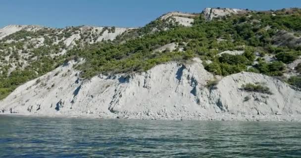 Kustscenen Medelhavet Grekland Kustlinje Från Båt — Stockvideo