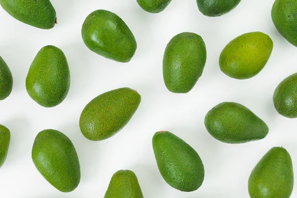 Avocado Witte Achtergrond Vlakke Lay Bovenaanzicht Gezond Voedsel Concept Met — Stockfoto