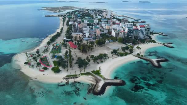 Veduta Aerea Del Maafushi Sull Atollo Kaafu Paradise Island Con — Video Stock
