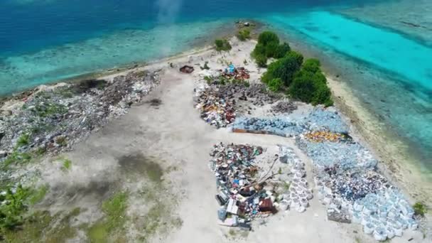 Una Discarica Tossica Sull Isola Alle Maldive Veduta Aerea Dell — Video Stock