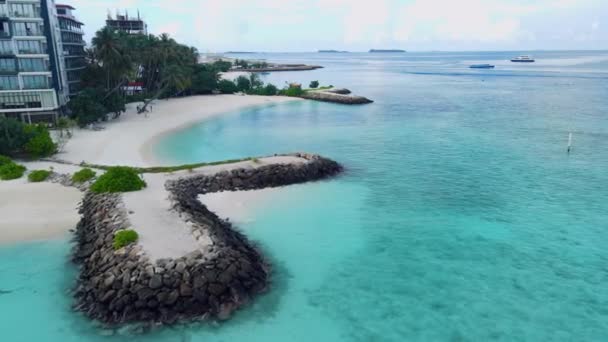 Vista Aérea Maafushi Atol Kaafu Paradise Island Com Mar Claro — Vídeo de Stock