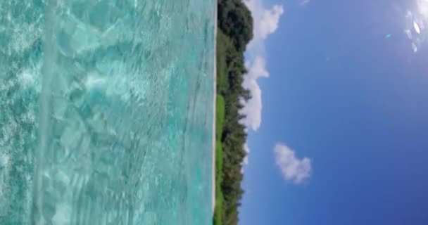Half Underwater Transparent Ocean View Tropical Island Maldives High Quality — Stock Video