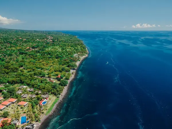 Aerial View Coastline Transparent Ocean Northern Bali — Stock Photo, Image