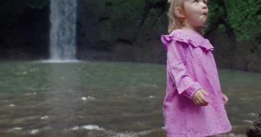 Bali 'de şelale ve şelale. Manzaralı doğa ve güzel şelale. Yüksek kalite 4k görüntü