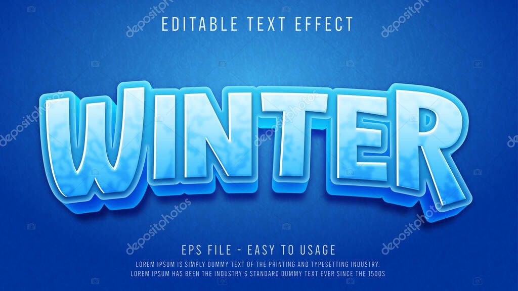 Winter editable text effect with 3d ice style