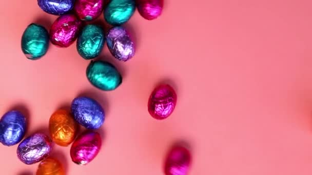 Adorable Set Assorted Chocolate Easter Eggs Slow Motion Footage Loopable — Wideo stockowe