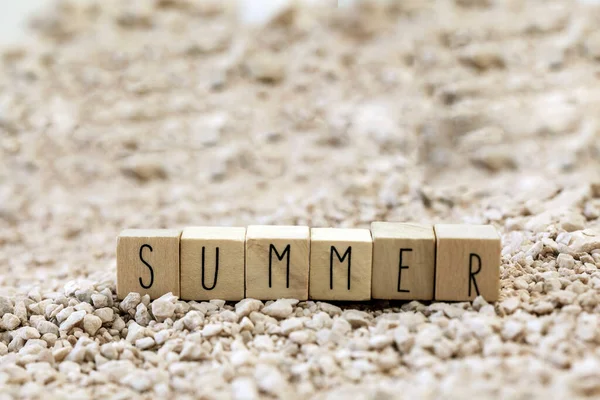 Word Summer Beach Sand Texture Background Tropical Holiday Concept Copy — Stockfoto