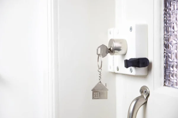 Closeup Door Lock Keys Real Estate Concept Door Handle Key — Photo