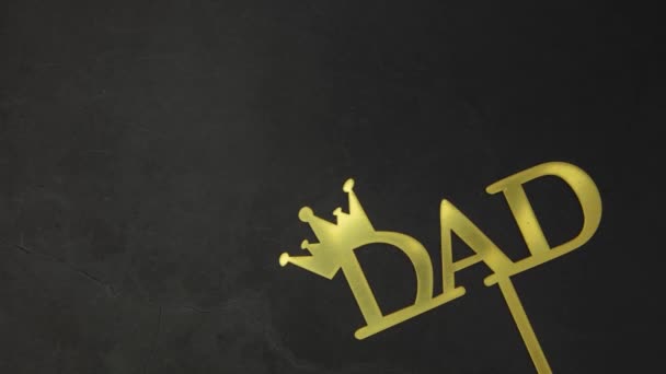 Dad Text Gold Shiny Letters Black Concrete Background Happy Fathers — Wideo stockowe