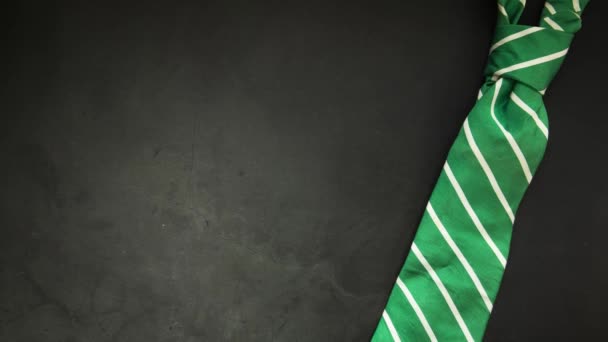 Elegant Green Business Tie Dark Background Elegant Man Clothes Concept — 图库视频影像