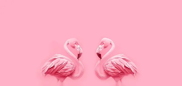 Różowy Flamingo Ptak Ilustracja Projekt Pastelowy Różowy Kolorowe Tło Płaski — Zdjęcie stockowe