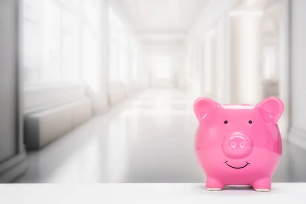 Concept Pink Piggy Bank White Room Finanças Poupança Dinheiro Para — Fotografia de Stock