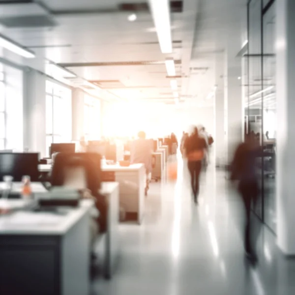 stock image businesspeople walking in the corridor of an business center, pronounced motion blur, crowded bright modern light office movement defocused. office background busy