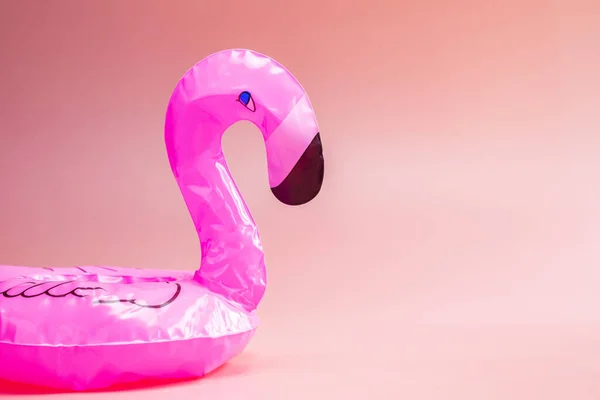 Inflatable Flamingo Pink Background Summer Background Pool Float Party Trendy — Stock Photo, Image