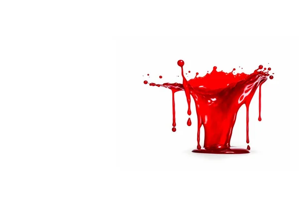 白い背景に孤立滴下血汚れ ハロウィン恐ろしいホラーコンセプト 血に染まった赤いスプラッター殺人事件の背景デザインスペース — ストック写真