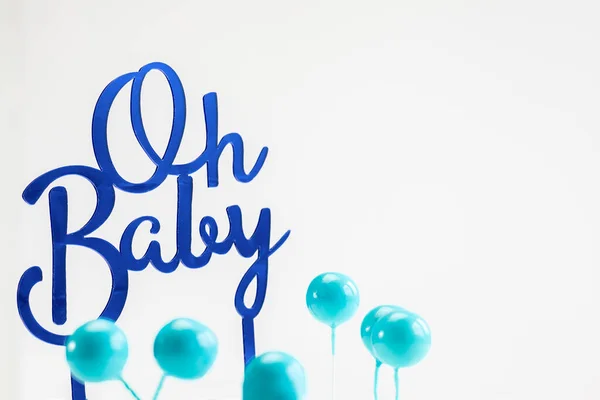 Fundo Anúncio Gravidez Com Texto Baby Azul Cartão Saudação Convite — Fotografia de Stock