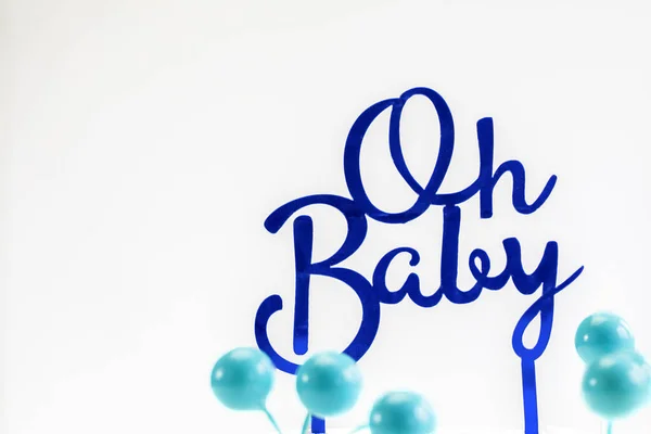 Fundo Anúncio Gravidez Com Texto Baby Azul Cartão Saudação Convite — Fotografia de Stock