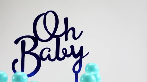 Tło Zapowiedzi Ciąży Tekstem Baby Kolorze Niebieskim Karta Okolicznościowa Zaproszenie — Wideo stockowe