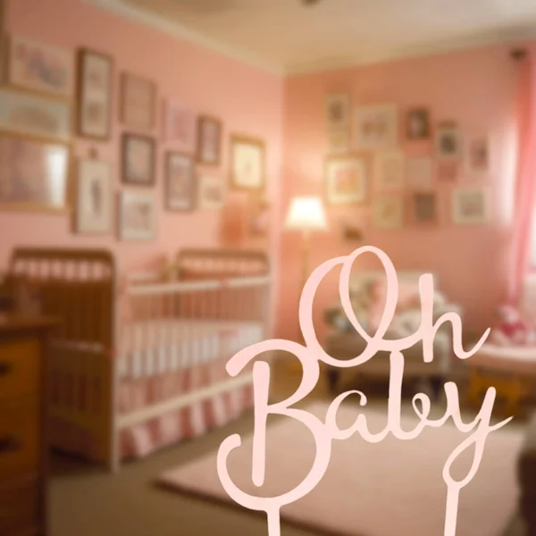 Baby Text Pink Its Girl Pink Theme Baby Shower Nursery — Fotografia de Stock