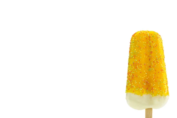 Válogatás Gyümölcs Édes Jégkrémek Elszigetelt Fehér Alapon Nyári Desszert Fagylaltok — Stock Fotó