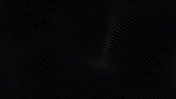 Абстрактні Хвилясті Лінії Частинок Течуть Світло Чорно Білий Фон Анімації — стокове відео