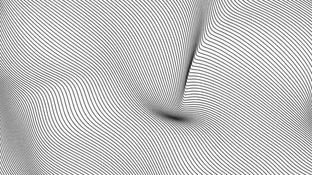 Linhas Partículas Onduladas Abstratas Fluindo Luz Animação Fundo Preto Branco — Vídeo de Stock