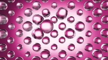Soyut arka planda sıvı baloncuklu pembe serum. Kolajen molekülleri ile sıvı özlü jel. Cilt ve güzellik için nemlendirici krem veya yağ.