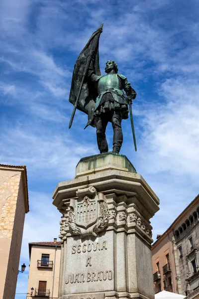 Segovia Spain Monument Juan Bravo Leader Rebel Comuneros Standing Full — Stock Photo, Image