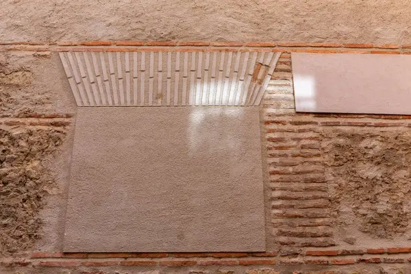 Fachada Construção Medieval Castanha Pedra Segóvia Espanha Com Formas Linhas — Fotografia de Stock